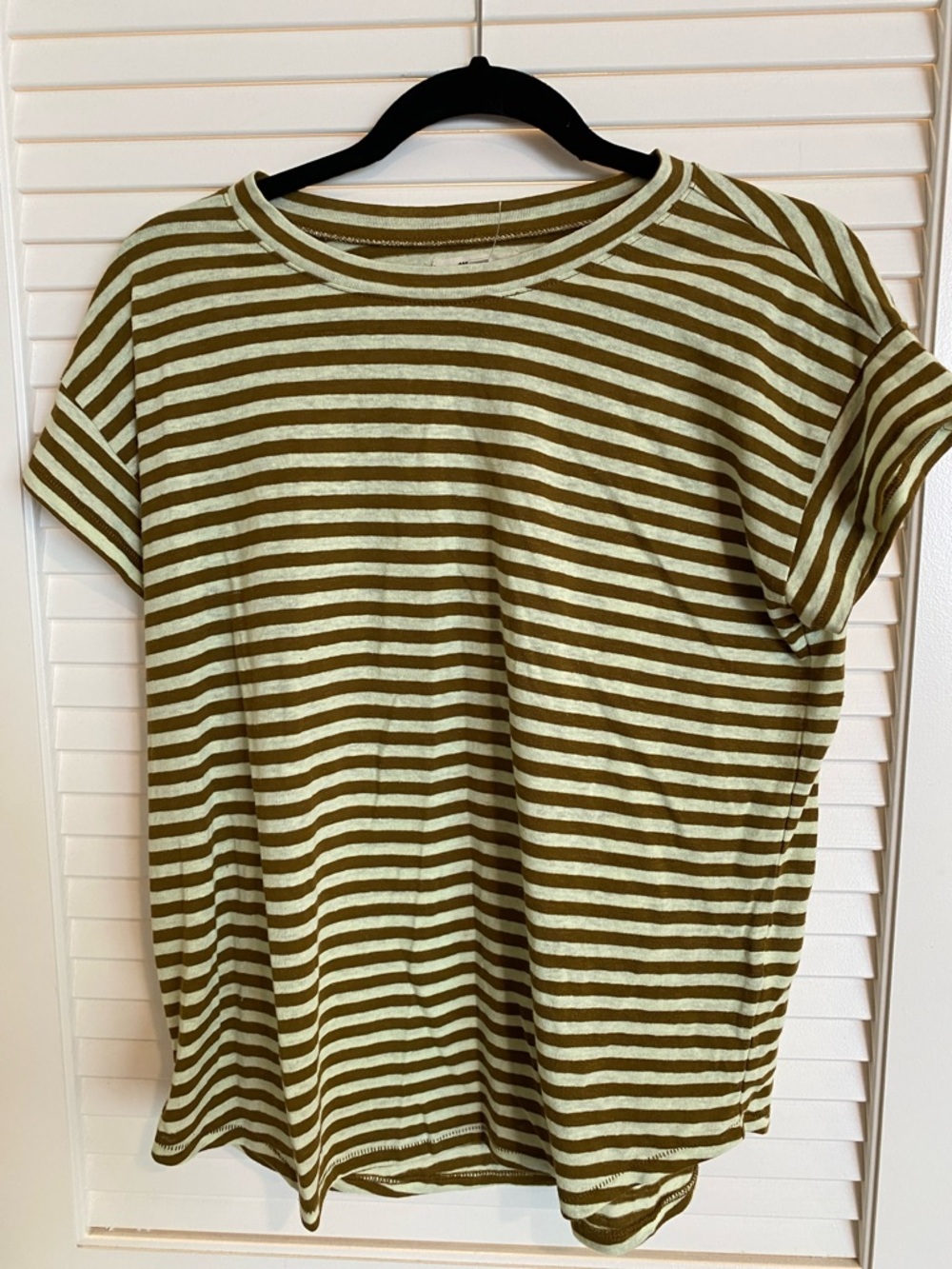 Madewell Olive Green & Cream Striped Tee